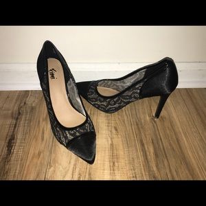 Black lace heels